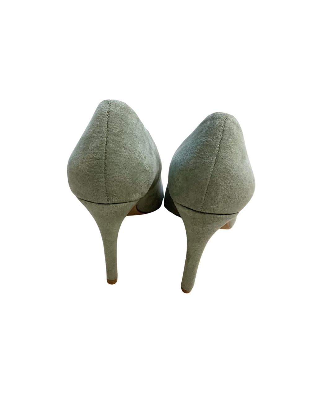 JF Gisselle Classic Suede Pointed Toe Pumps Sage Green Feminine Minimal Coquette - Picture 7 of 11